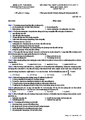 Đề kiểm tra chất lượng học kỳ II môn Vật lý Lớp 11 - Mã đề 112 - Năm học 2018-2019 - Trường THPT Lê Quý Đôn